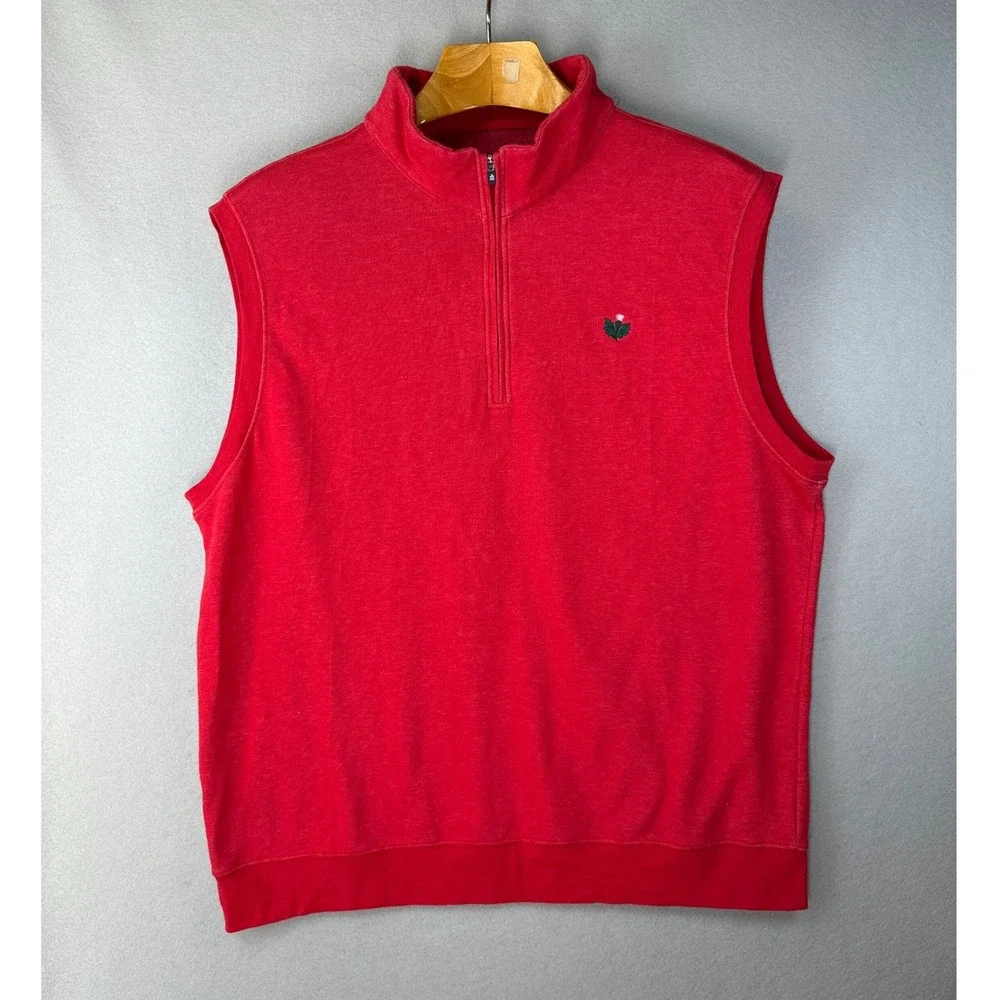 Turfleson Mens XL Red 1/4 Zip‎ Sleeveless Golf Vest Casual Layering Off The Yach